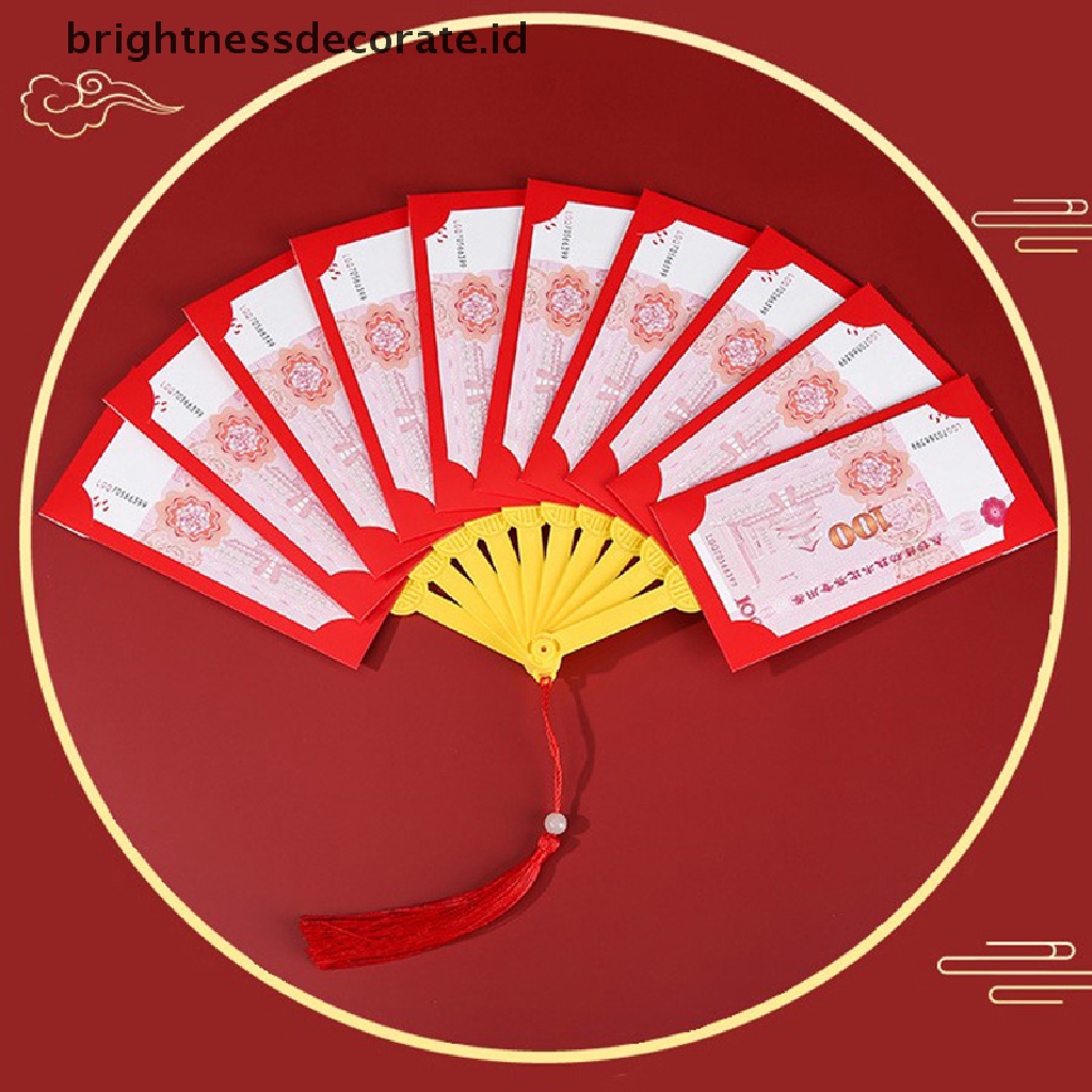 [Birth] Amplop Merah Imlek Baru Bentuk Kipas Hongbao Chinese Spring Festival Red Pockets Best Wish Lucky Money Pockets Gift [ID]