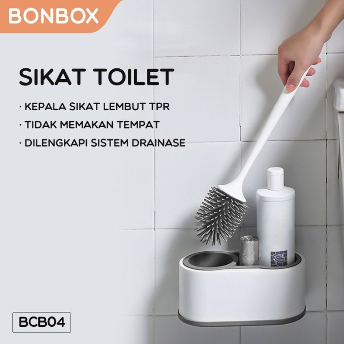 SIKAT WC BONBOX BCB04 Sikat Tongkat Pembersih Lantai WC Gagang Panjang Brush Toilet Kamar Mandi + Rak Penyimpan
