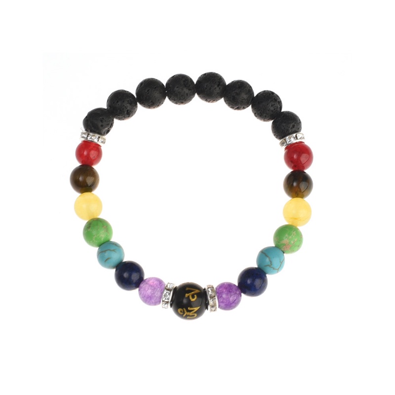 Fashion Seven Chakra Healing Yoga Bracelet/Gelang Yoga Rantai Tali Dikepang