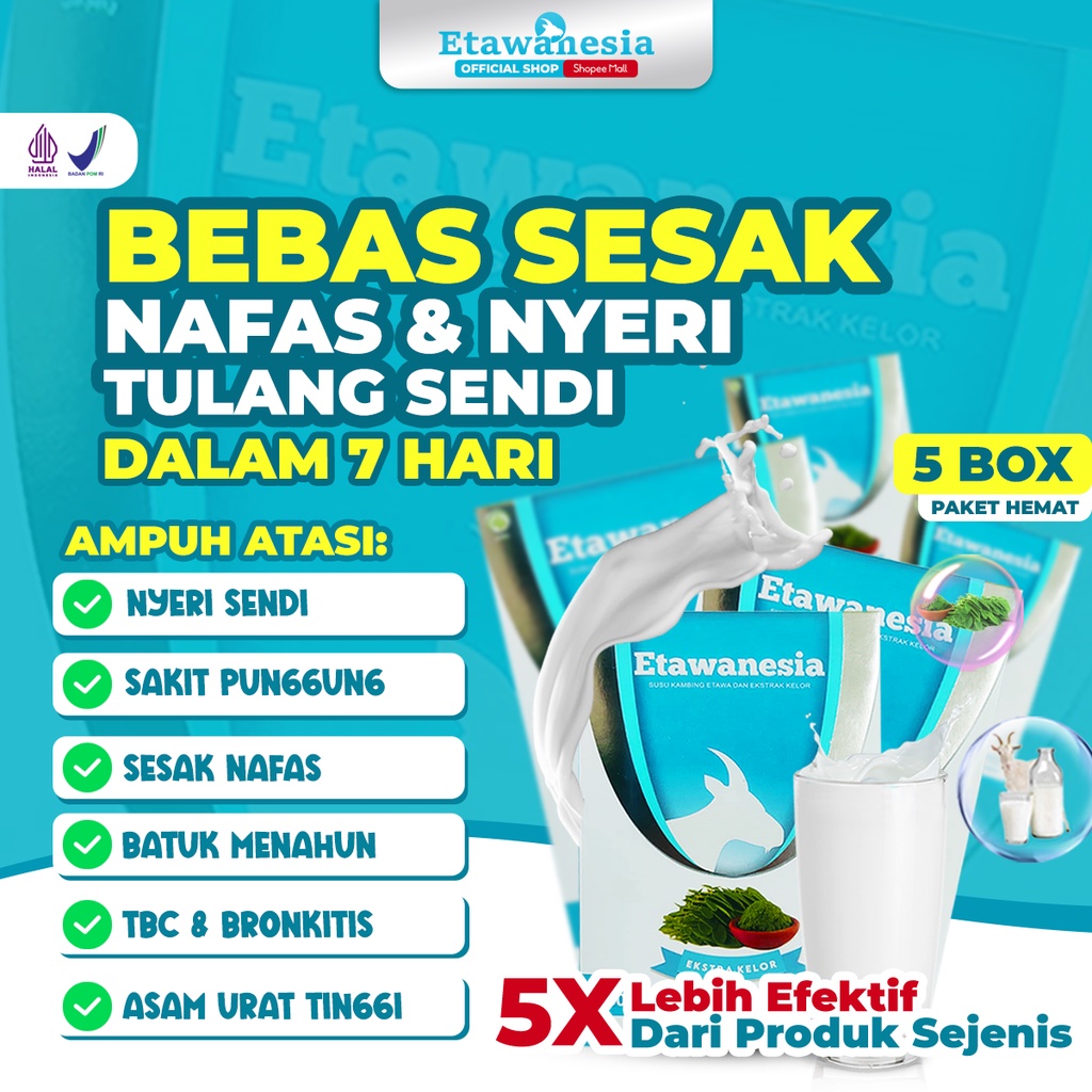 PAKET 5 BOX Etawanesia Etawa Biru - Susu Kambing Etawa Platinum + Ekstrak Moringa Folium ( Ekstrak Daun Kelor ) + Krim Bubuk