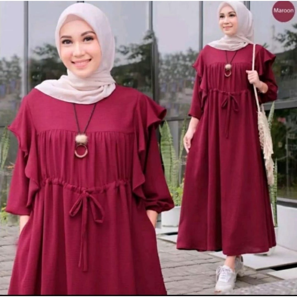 Gamis Serut Jumbo / Gamis Wanita Kekinian / Gamis Wanita Murah / Gamis Terbaru / Gamis Kondangan