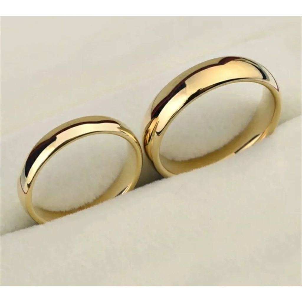 Cincin Emas Titanium Gold Unisex / Pria / Wanita Stainless Steel Anti Karat 216L Sepuh Emas 16 17 18 19 Ukuran 6 7 8 9 Cincin Nikah Tunangan Fashion Import - Bayar Ditempat - COD