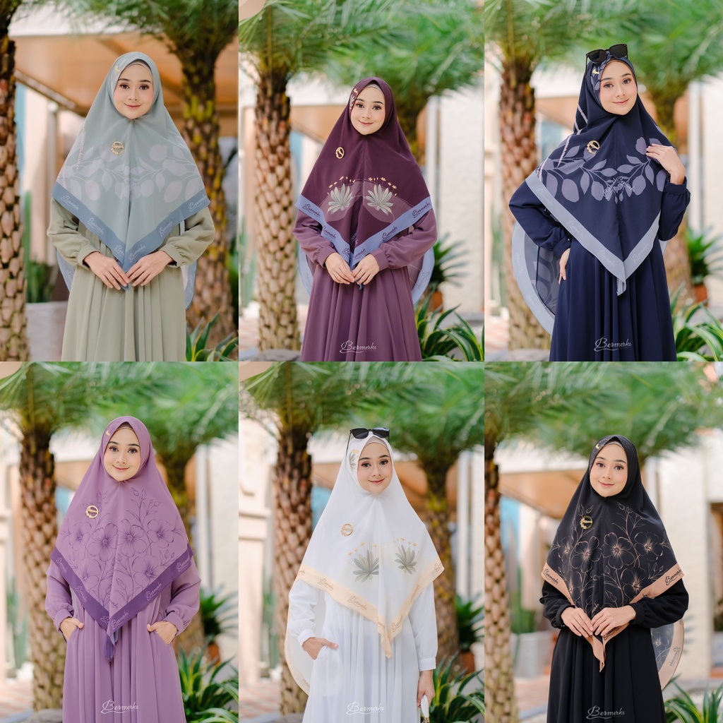 Gamis Ceruty babydoll set khimar motif terbaru Arawinda Maharani Anjani Jamilah zaskya mazaya ori bermerks syari terbaru