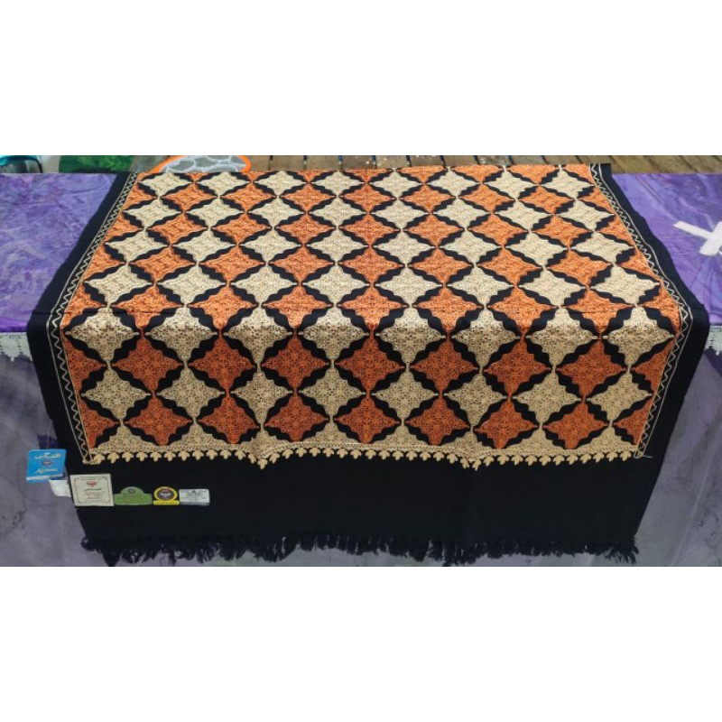 SORBAN KASHMIRI MOTIF LANGKA FULL SULAM RAJUTAN TIMBUL