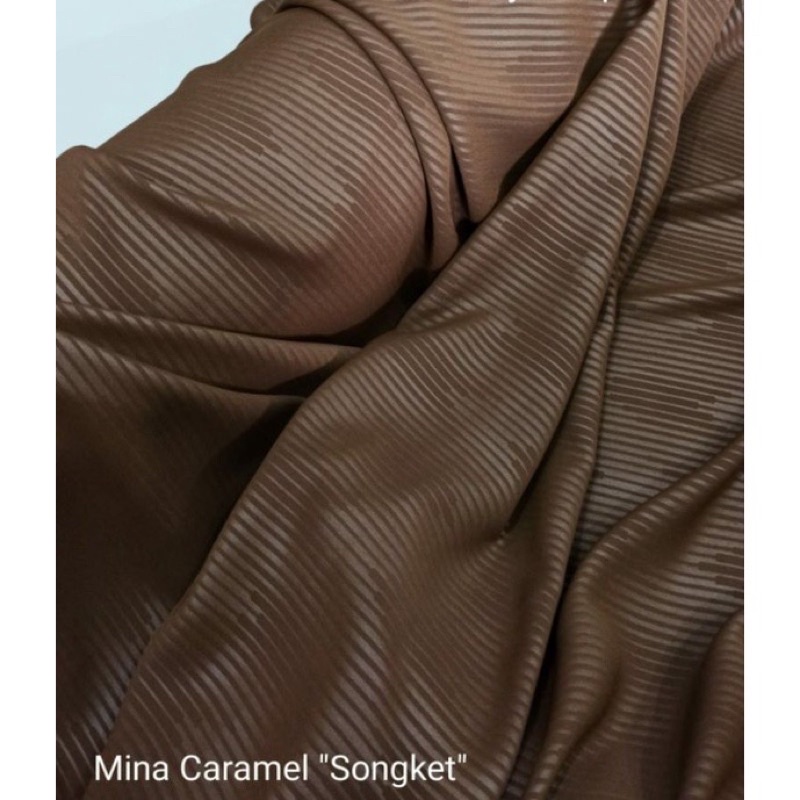 50CM EMBOS SONGKET MINA CARAMEL ANTI UV KAIN ABAYA SULTAN