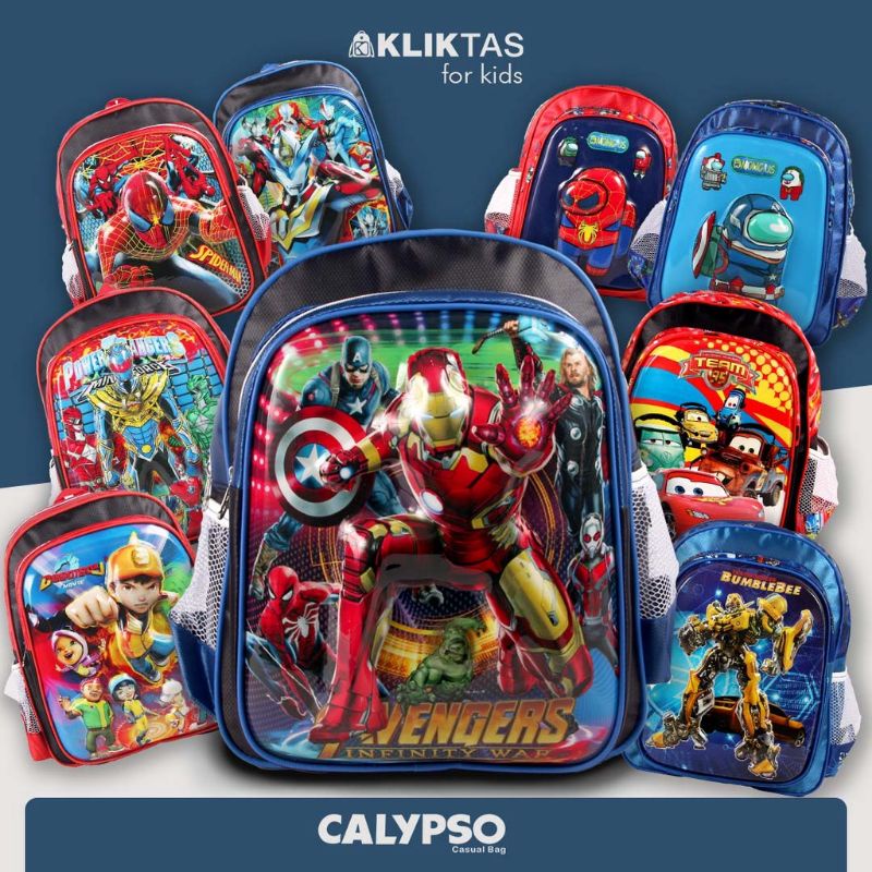 TAS RANSEL ANAK LAKI TK / SD LAMPU LED BACKPACK  SEKOLAH COWOK KARAKTER
