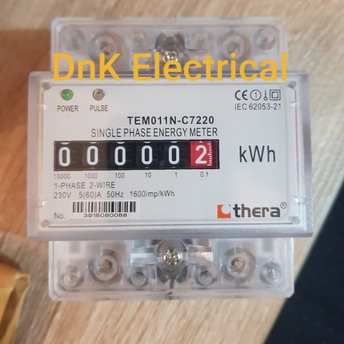 KWH Meter 1 Phase Merk Thera type TEM011N-C7220 (Counter/Analog)