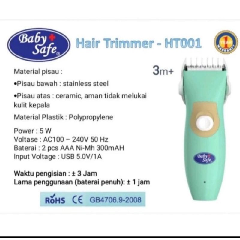 Baby Safe Hair Trimmer / Gunting rambut / Alat Cukur rambut