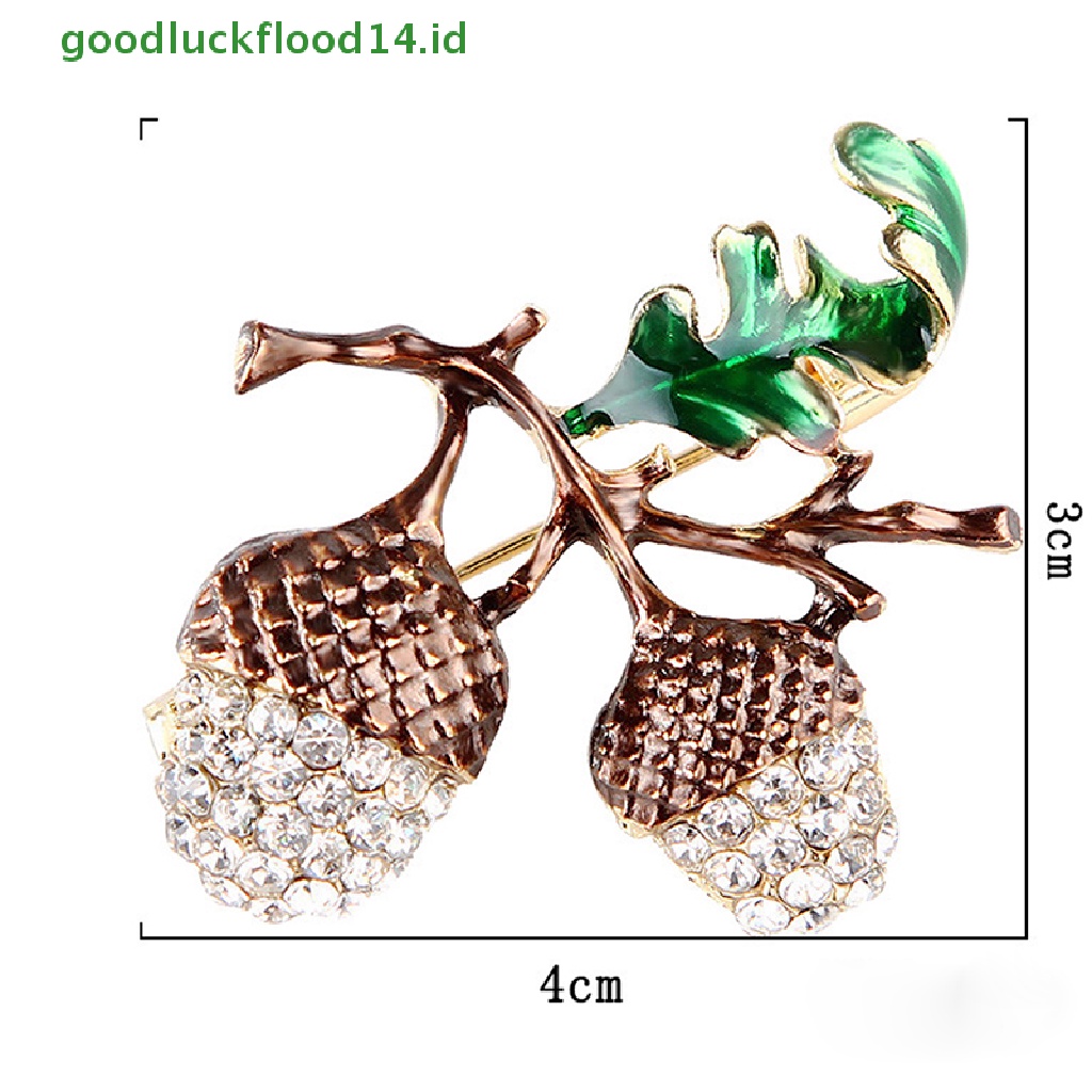 [GOOGFOUR] Nut Brooch Pin Berlian Imitasi Kristal Lucu Tanaman Bros Pin Perhiasan Hadiah Chic [TOP]