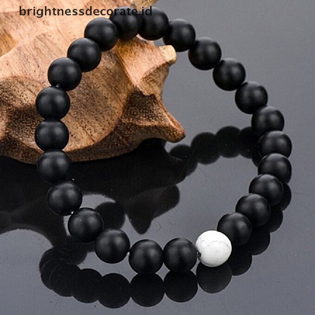 [Birth] Fashion 2Pcs Pasangan His &amp; Hers Distance Bracelet Lava Bead Matching YinYang Lovers Gift [ID]