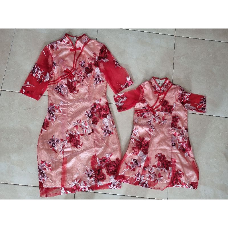 couple choengsam mom and kids cheongsam qipao cny imlek ibu anak