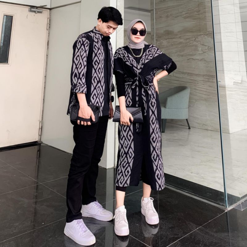 couple tenun set kondangan dress tenun kemeja tenun blanket jepara