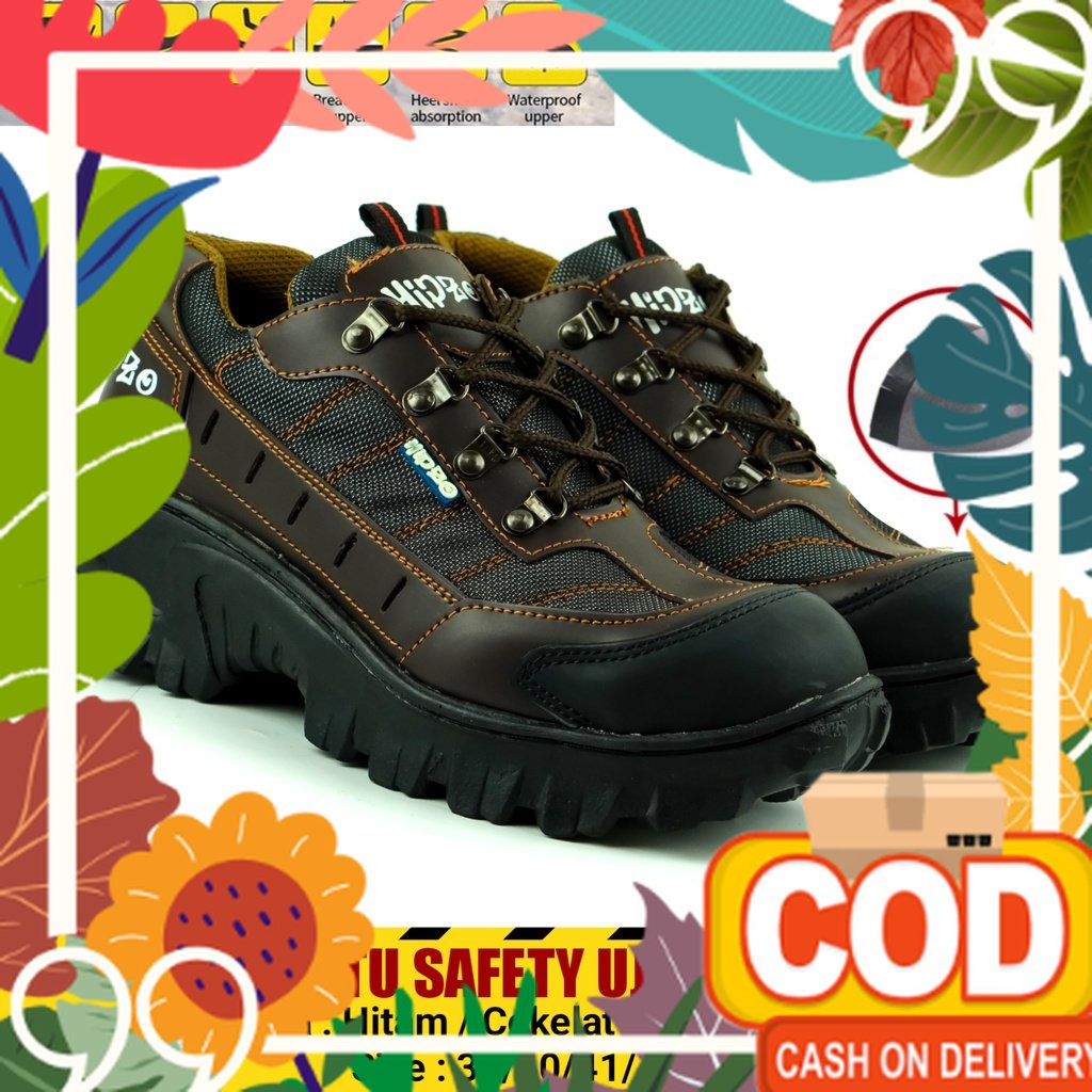 Polos Garis Corak  / Sepatu  Pria Ujung Besi Kerja Proyek Lapangan Outdoor Touring Kekinian Original