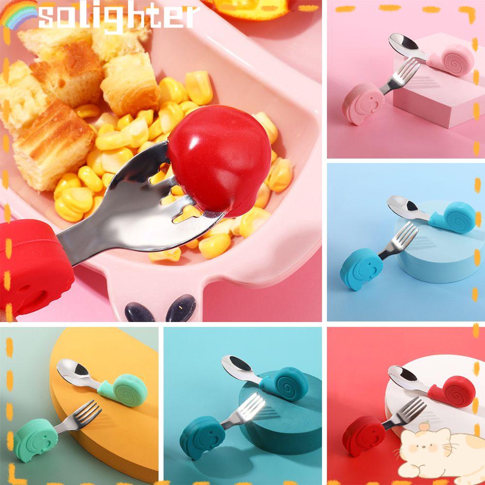 Solighter Baby Gadget Lucu Balita Alat Makan Sendok Garpu Set Anak Utensil