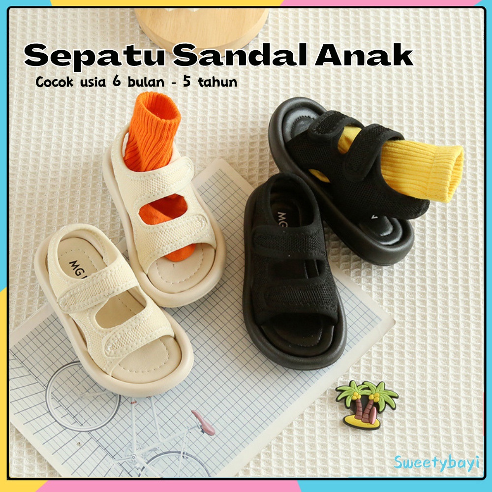 SweetyBayi Sepatu sandal anak kain jala Sendal anak lembut Sandal anak mario