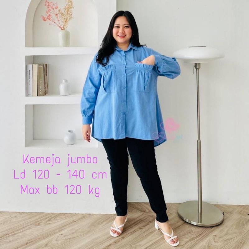 kemeja KK jumbo ld 120 - 140 cm/blouse oversize wanita/kemeja wanita big size