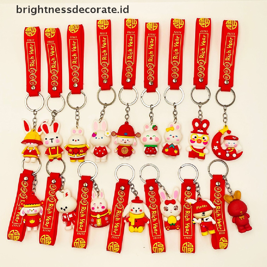 [Birth] Gantungan Kunci Merah New Year Keychain2023Gantungan Kunci Kelinci Lucu Bunny Aksesorisgantung Dekorasi Zodiak Cina Hewan Key Chain [ID]