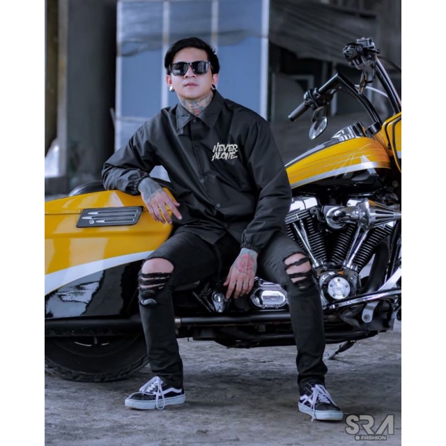 Jaket Coach Erigo Apparel Fujinkai Hitam Pria Big Size L XL XXL Terlaris Jacket Parasut Kerah Kancing CJ Winbreakers Original Distro Premium Terbaru