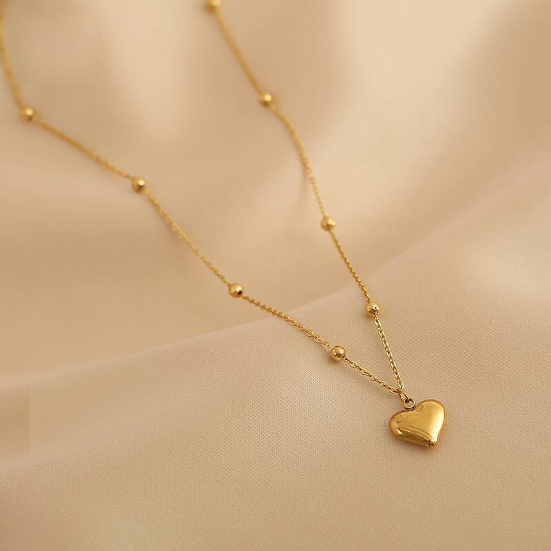 [ Bayar Ditempat ] Kalung Wanita Titanium Anti Karat Liontin Love Rantai Biji Lada / Kalung Wanita Terbaru Style Korean 2022 / Kalung Titanium Wanita Korea Import