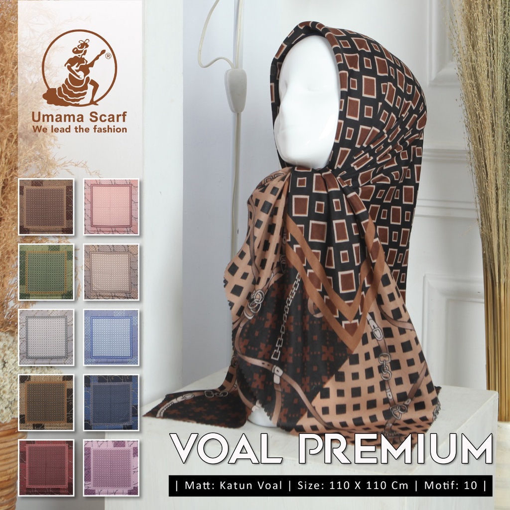 Hijab/Kerudung Segiempat Denay Umama Voal Premium Motif  Laser Cut Original By Umama Scarf 110x110cm - Motif B