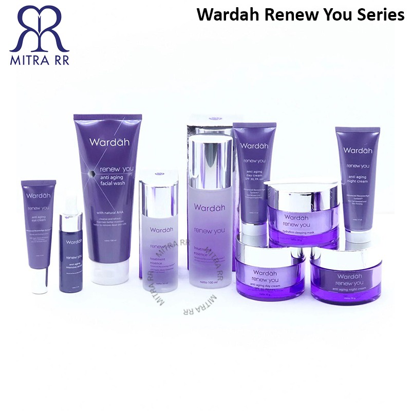 Wardah Renew You Series Day &amp; Night Cream Moisturizer | Facial Wash Cleanser Perawatan Wajah Anti Keriput dan Lembab | Anti Aging Cream