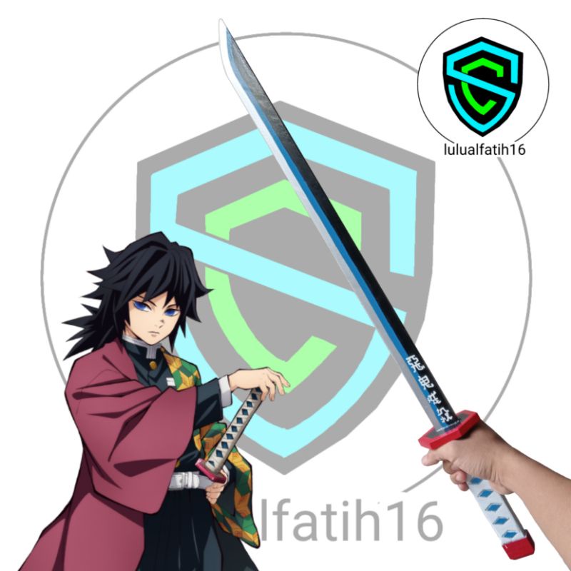 KATANA MAINAN GIYUU DEMON SLAYER BAHAN KAYU