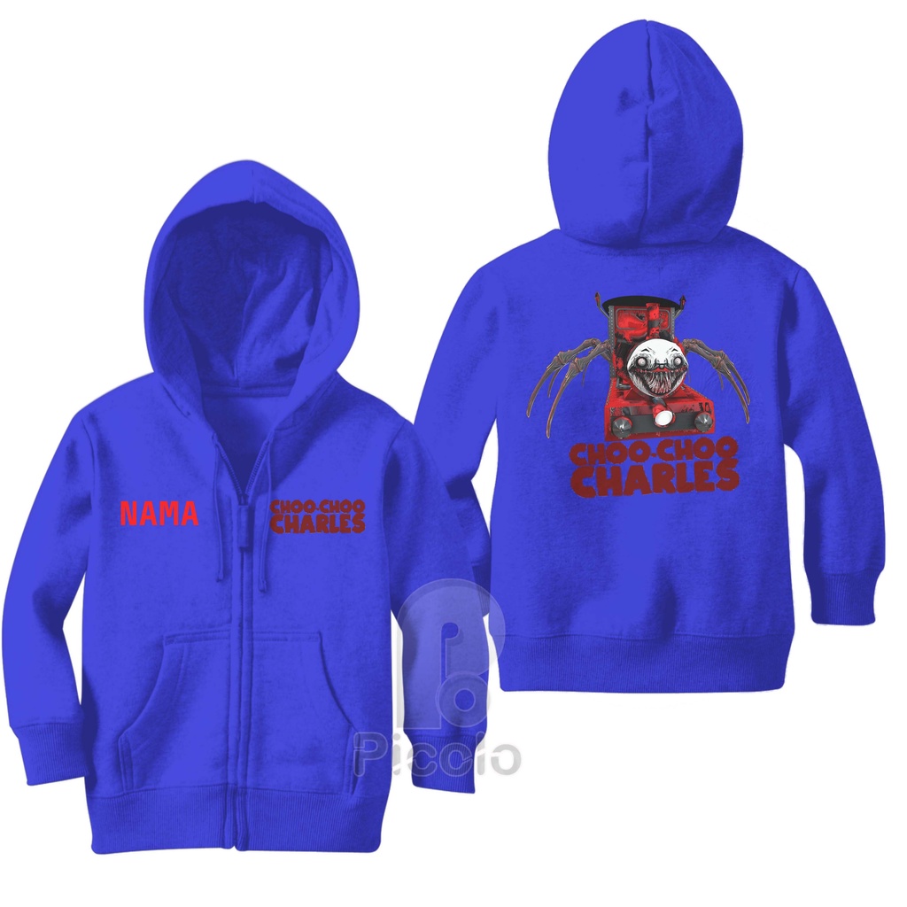 SWEATER HOODIE ZIPPER ANAK MOTIF CHOO CHOO CHARLES MONSTER KERETA API (FREE NAMA)