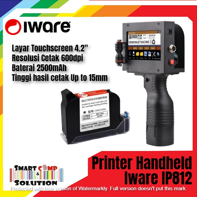 Smart Printer Handheld Portable Inkjet Iware IP812 Cetak Kode Expired