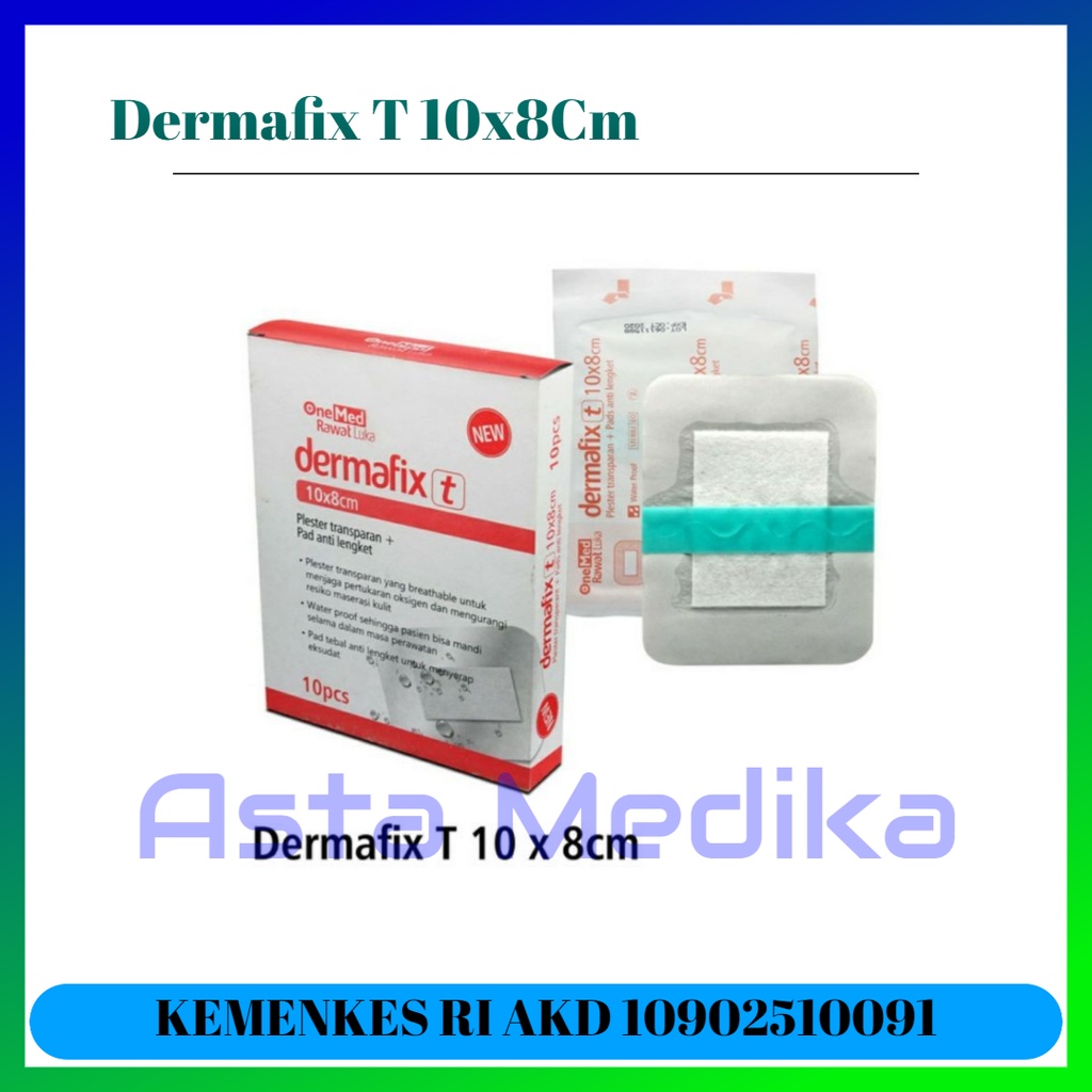 Dermafix T 10 x 8cm Onemed Plester Luka Transparan Plester Luka Anti Air Plester Anti Lengket P3K