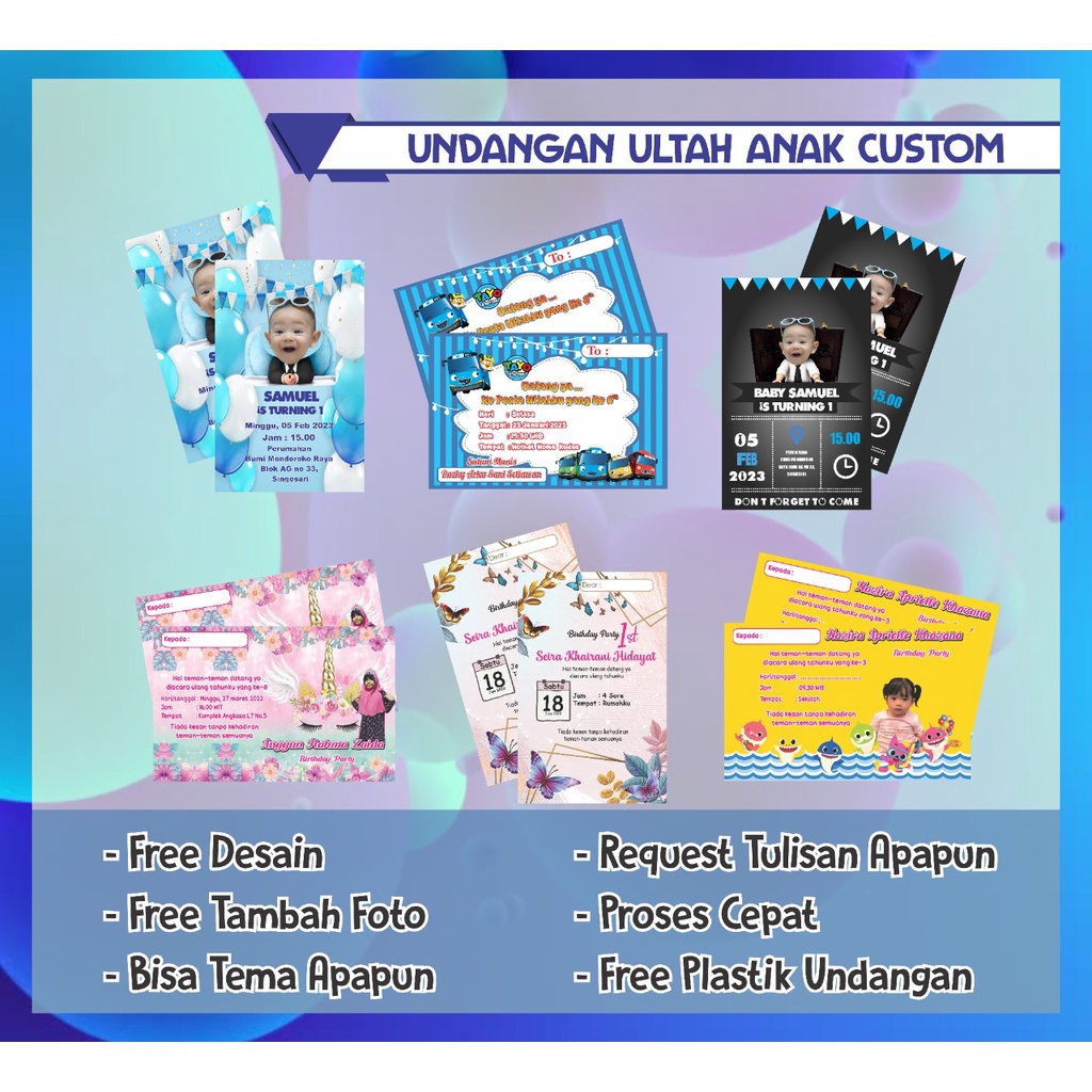 UNDANGAN ULTAH ANAK / UNDANGAN ULTAH ANAK KARAKTER