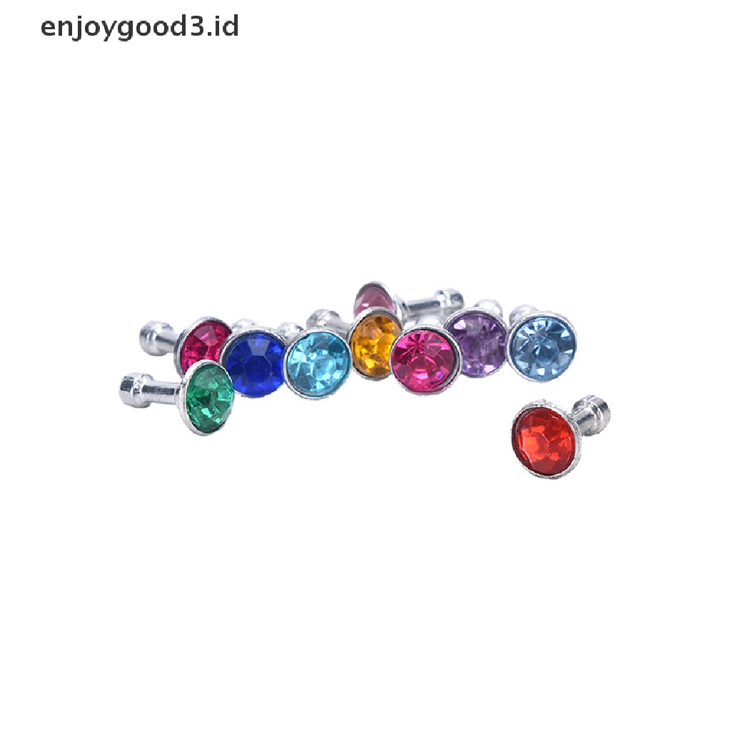 [Rready Stock] 10X Topi Kristal Anti Debu Earphone Jack Plug Stopper Untuk Ponsel10 * 3.5MM, (ID)