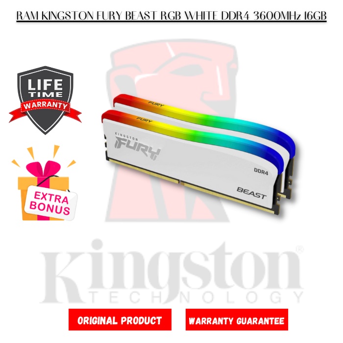 RAM KINGSTON FURY BEAST RGB WHITE DDR4 3600MHz 16GB