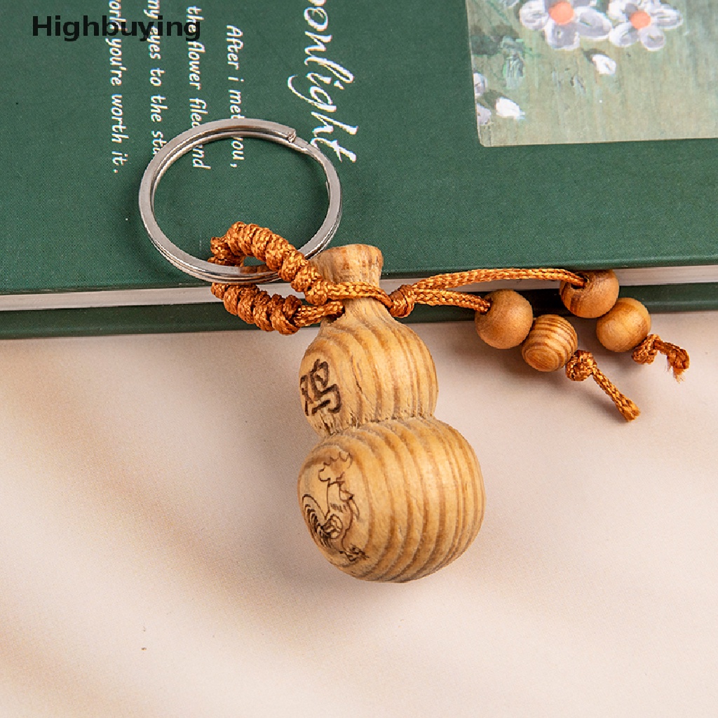 Hbid Gantungan Kunci Kayu Feng Shui Peach Liontin Labu Kayu Peach Gantungan Kunci Labu Kecil Chinese Zodiac Gourd Key Chain Car Key Ring Zodiac Auspicious Pendant Vintage Dekorasi Rumah Acce