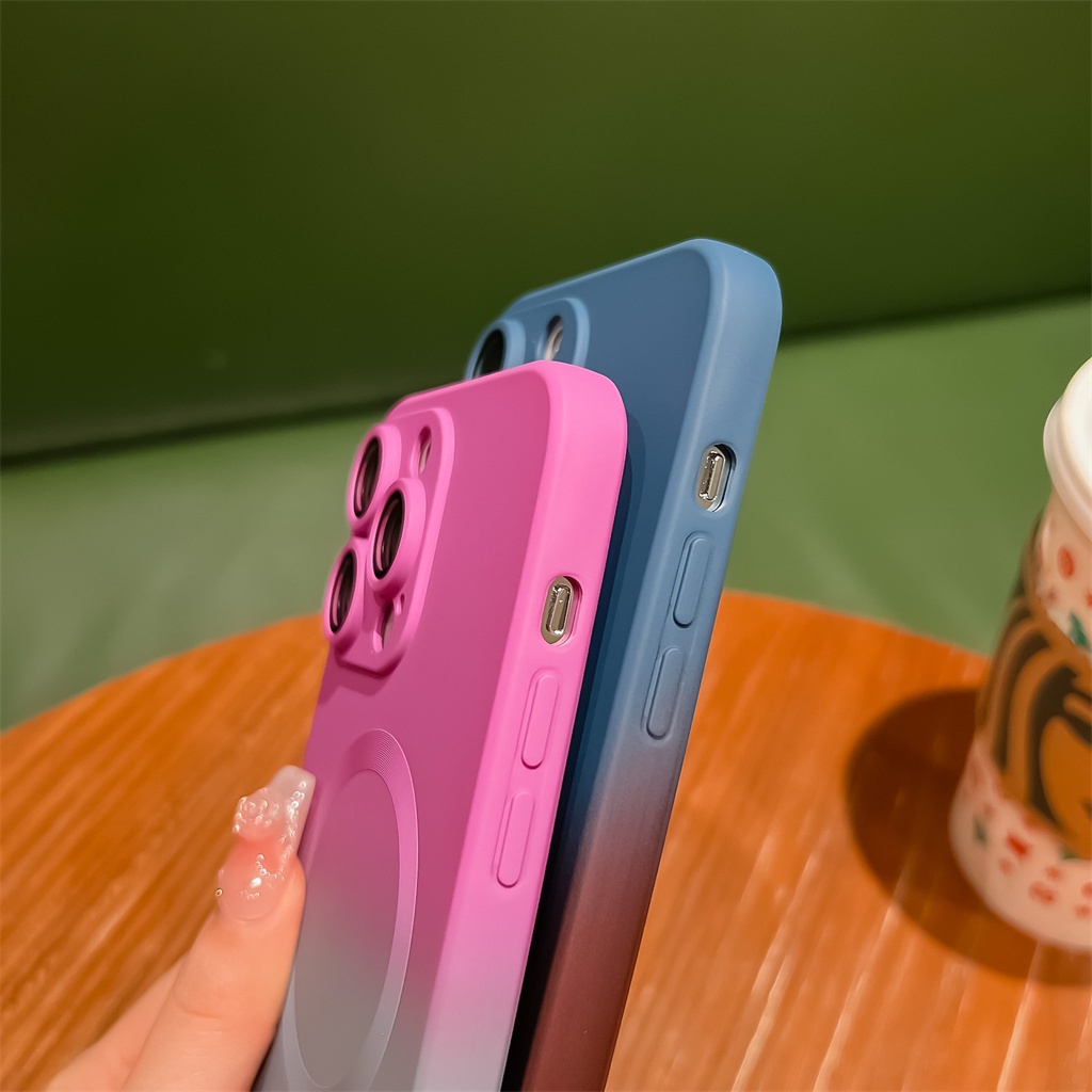 Casing Magnetik Silikon Cair Resmi iPhone 14 Pro Max14 Plus Case iPhone 13 12 11 Pro Max Pelindung Kamera Lensa case14 ProMax Kreatif Perlindungan Shock Soft Case