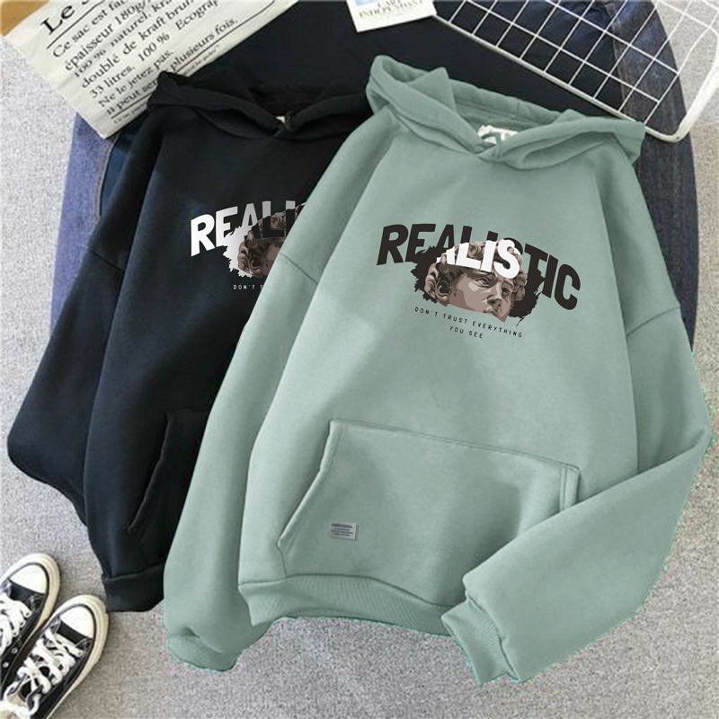 Parisdivarious Sweater Hoodie Jemper Realistic Bahan Fleece Size S - XXL (Pria &amp; Wanita)