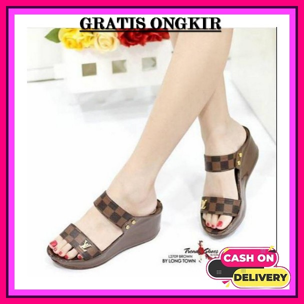 Wedges Wanita Weges Kondangan Pesta Remaja Wejes Model Casual Elegant Selop Korean Style Sepatu Eleg