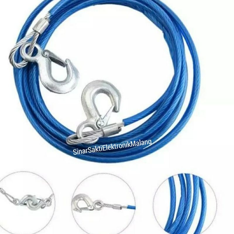 Tali Derek Kawat Baja Mobil Seling Sling Towing Tow Rope Penarik Mobil Mogok Darurat Emergency