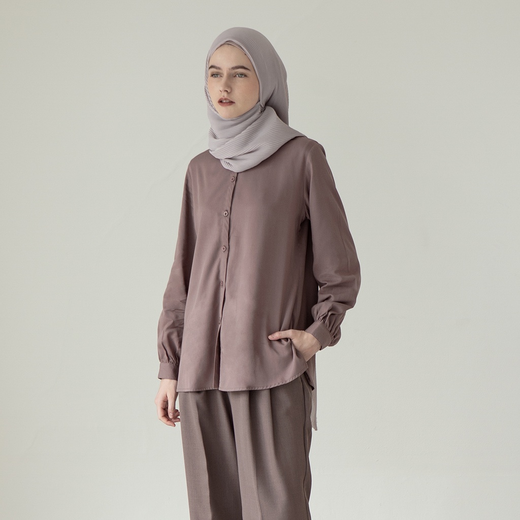 Darya by Aska Label - Kemeja wanita rayon viscose atasan blouse basic lengan panjang