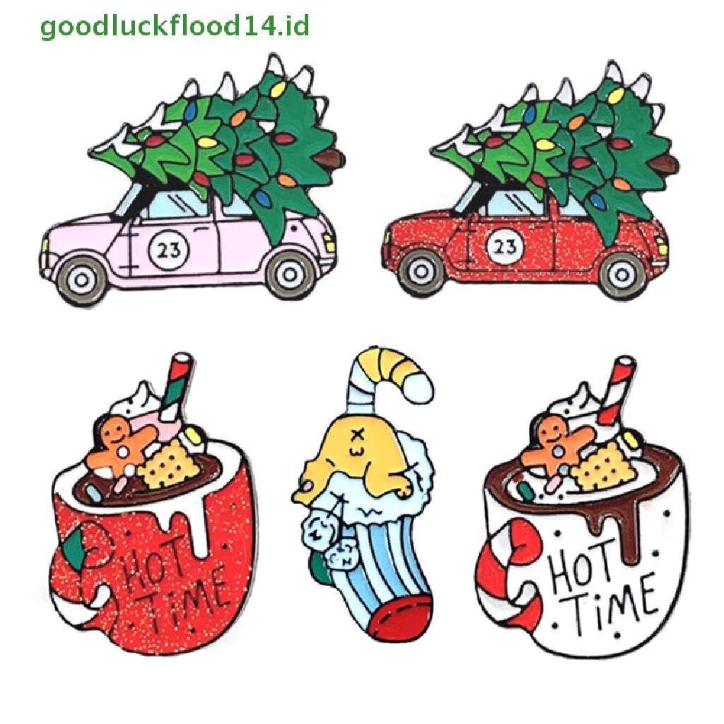 [GOOGFOUR] Christma Cangkir Kopi Mobil Pohon Enamel Pin Waktu Panas Bros Denim Jeans Baju Tas Natal Merah Hijau Perhiasan Hadiah Untuk Teman Anak [TOP]