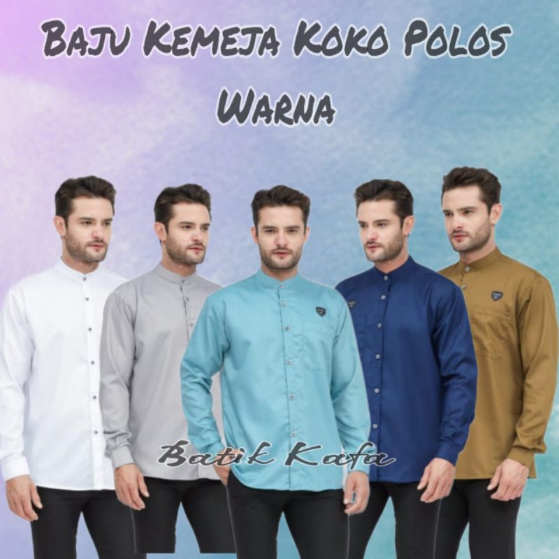 Baju Koko Pria Lengan Panjang Fashion Muslim Simpel Dan Kalem