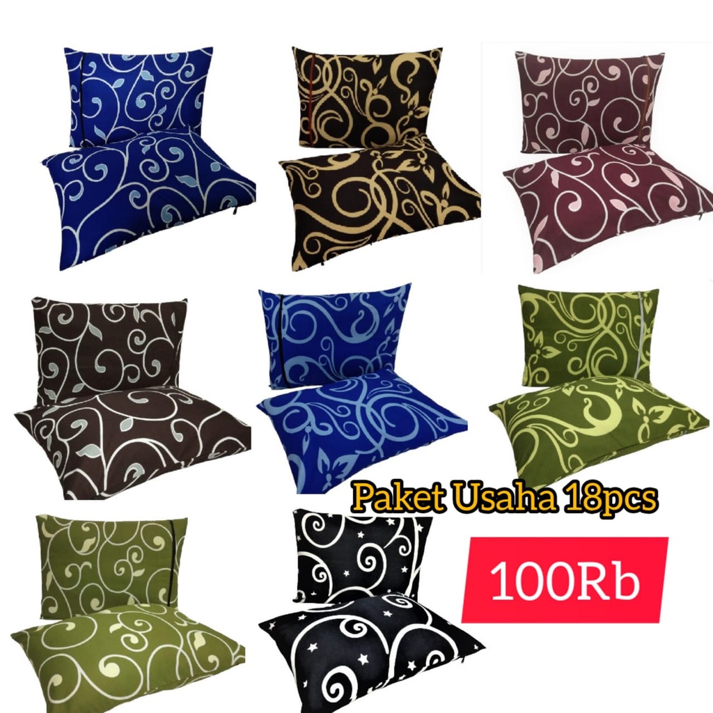 Paket Sarung Bantal  Resleting Motif Aesthetic 18pcs