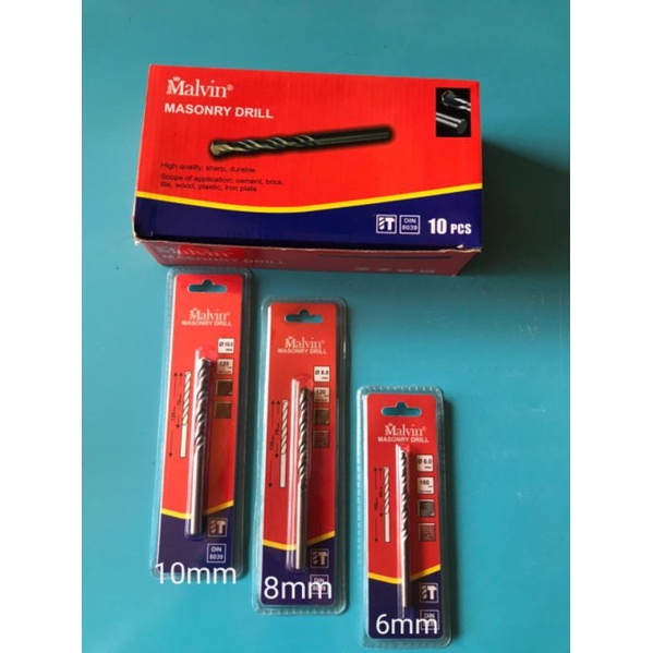 (COD) MATA BOR BETON UKURAN 10mm,8mm,6mm MERK MALVIN KUALITAS TERBAIK UNTUK PENGEBORAN