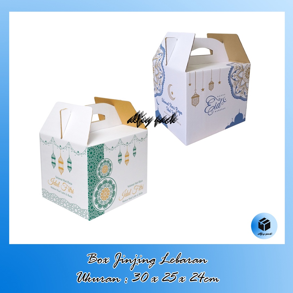 

KARDUS PARCEL LEBARAN JINJING UKURAN 30x25x24 CM DUS BINGKISAN SEMBAKO RAMADHAN/IDUL FITRI/EID MUBARAK BOX HAMPERS PACKAGING