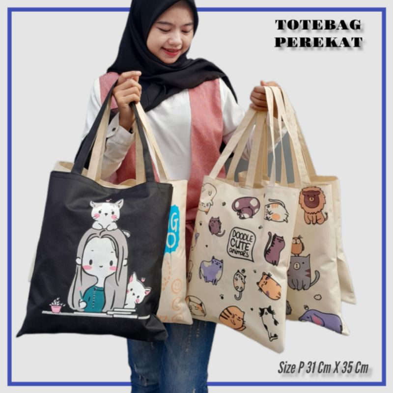 (PEREKAT) TOTEBAG LUCU /TOTEBAG SERBAGUNA MURAH PAKE PEREKAT