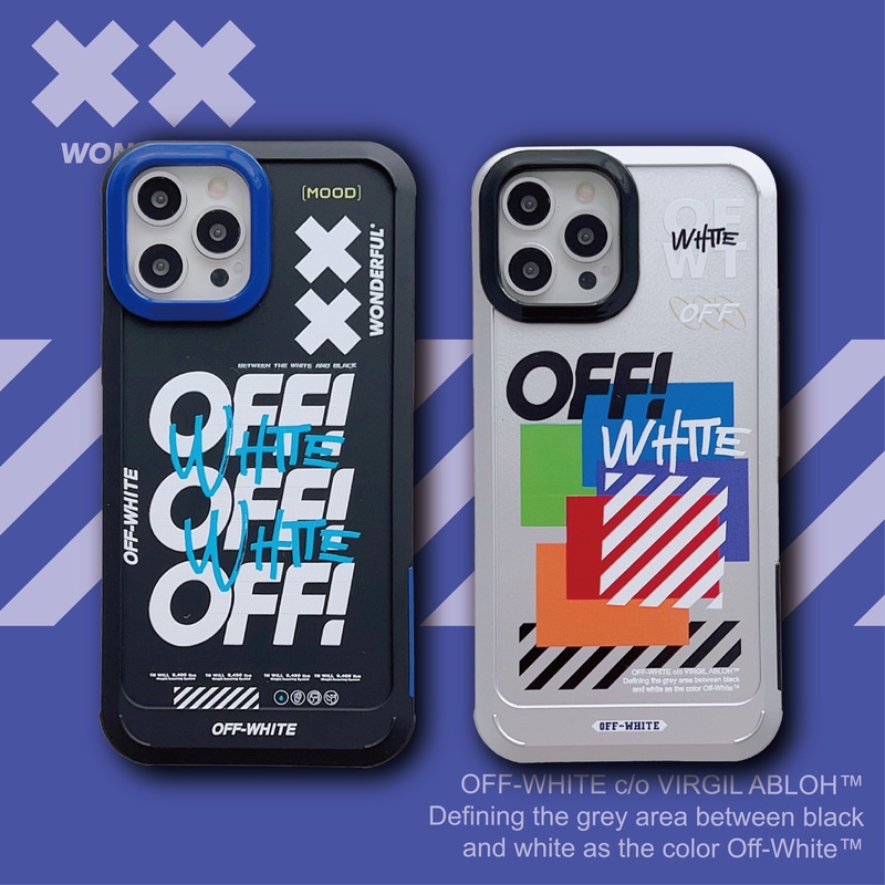 Sports white off xx Untuk iPhone Cases Akrilik Transparan Casing Ponsel Untuk Iphone13 12 11 Pro XR X XS Max7 8 Plus Biru Silikon Penutup Belakang