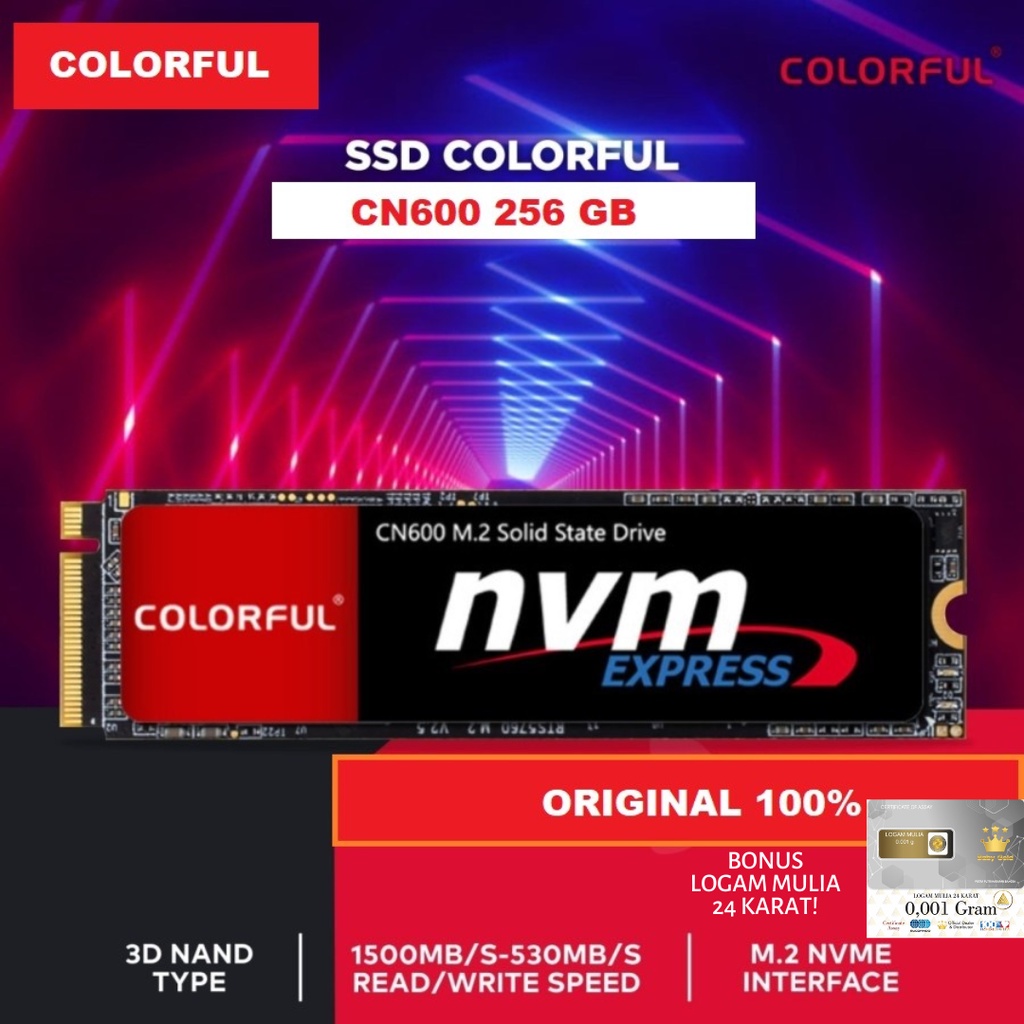 Colorfull CN600 SSD M.2 2280 Pcie Nvme 256GB - 3D Nand M2 256GB