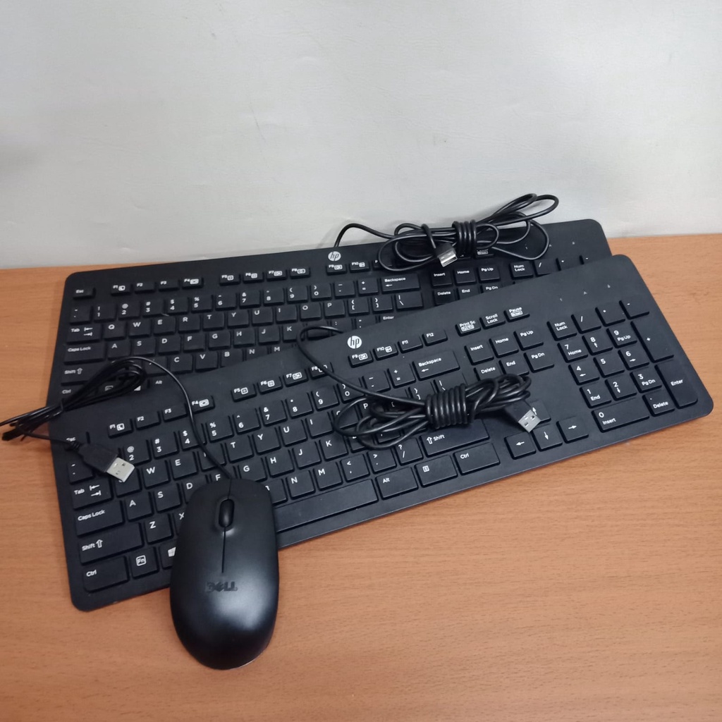 PAKET KEYBOARD+MOUSE HP CPU/PC KEYBOARD MOUSE SUPER SLIM ORIGINAL USB OPTIC LIKE NEW