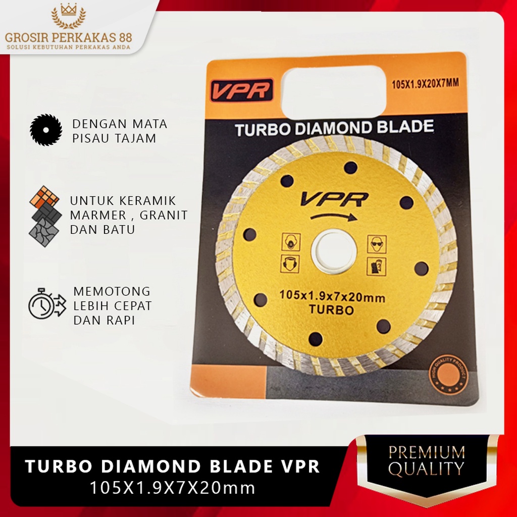 Mata Pisau Pemotong Keramik Diamond Blade Turbo Vpr 4"