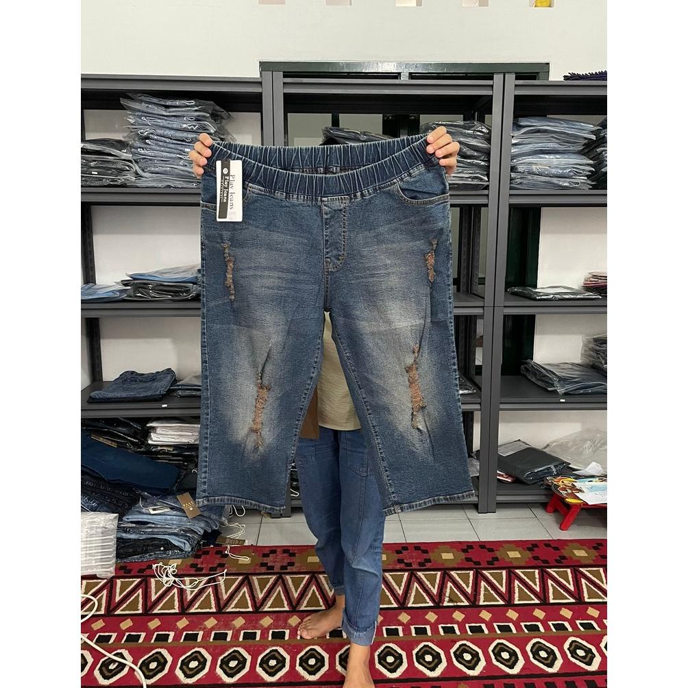 Flash Sale - Celana Wanita 7/8 Jeans Sobek Jumbo Celana Wanita 7/8 Whisker Ripped Jumbo 