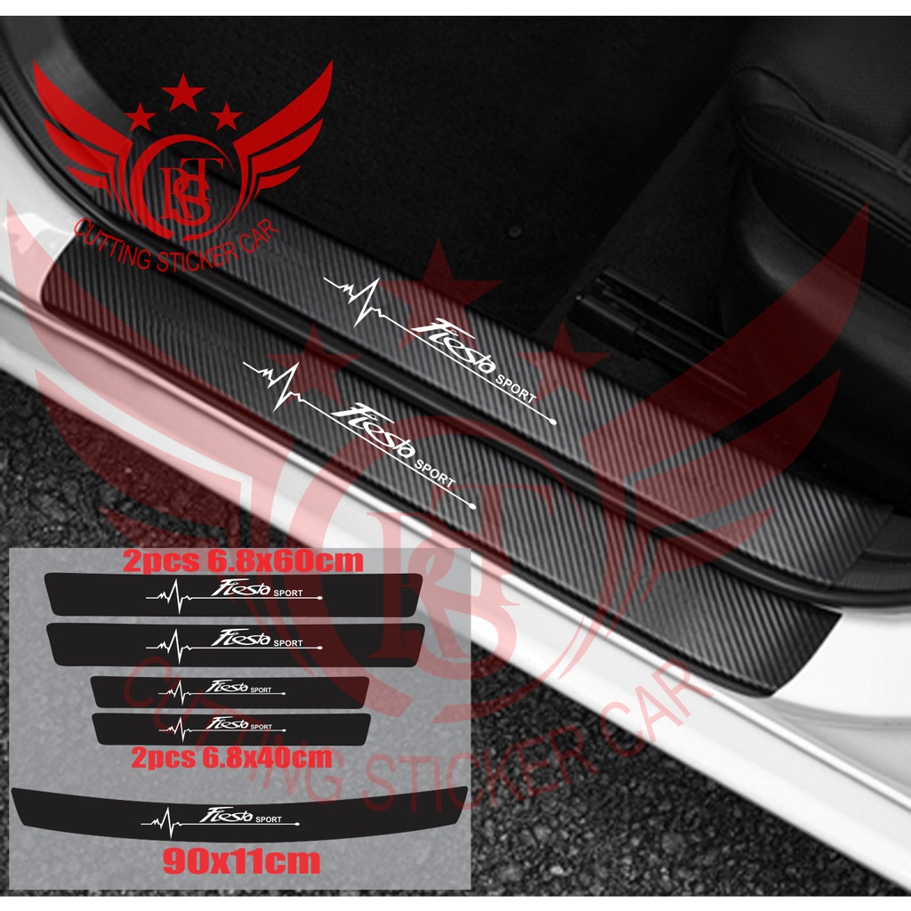 5 pcs  cutting sticker bahan karbon 3d mobil fiesta  stiker bagasi bahan karbon 3d mobil ford fiesta